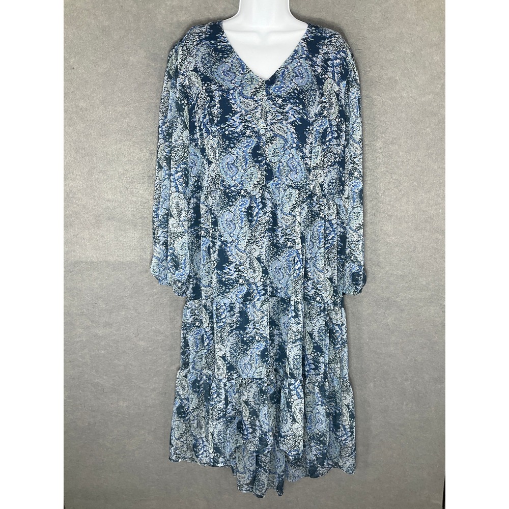 Joie Women's Sz L Floral V-Neck Tiered Lined Midi‎ Dress Parisian Paisley Flowy